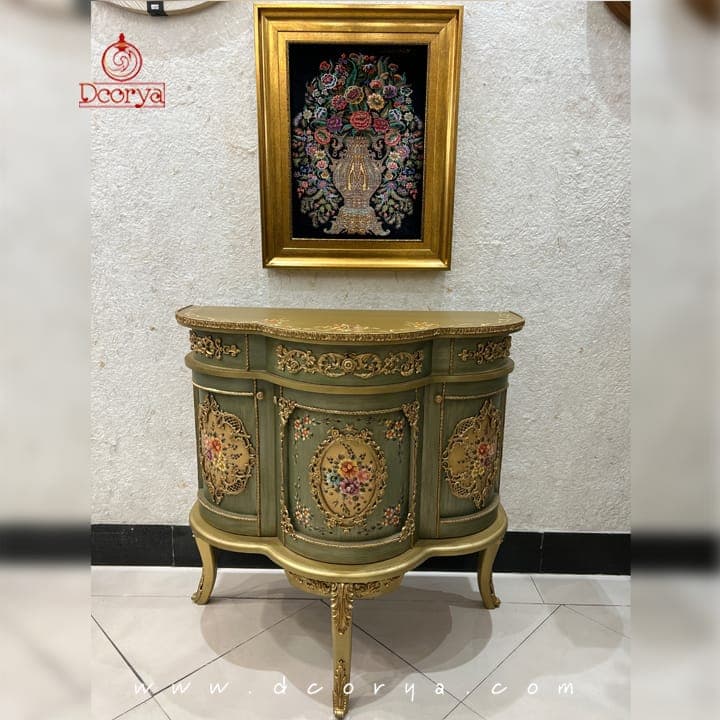میز کنسول سه درب نقاشی برنزخورB017